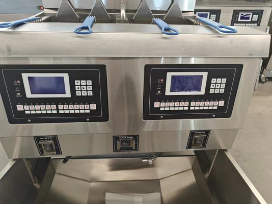 Два горшка четыре корзины 304SUS Газовые чипы Коммерческая открытая глубокая ЖК-панель Масляный фритюр